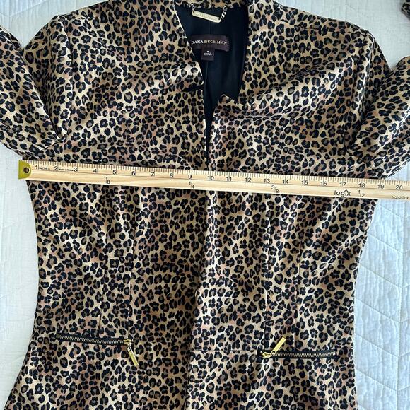 Dana Buchman Women’s Leopard Animal Print Blazer Open Front Zip Pocket | Size 8 - Picture 9 of 12